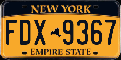 NY license plate FDX9367