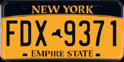 NY license plate FDX9371