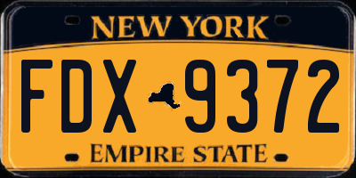 NY license plate FDX9372