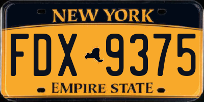 NY license plate FDX9375