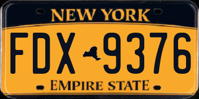NY license plate FDX9376