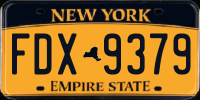 NY license plate FDX9379