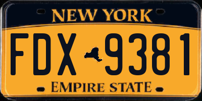 NY license plate FDX9381
