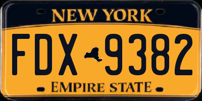 NY license plate FDX9382