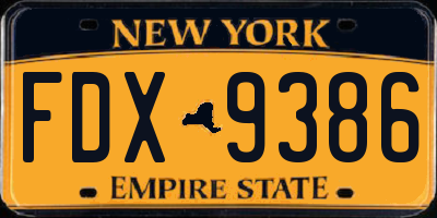 NY license plate FDX9386