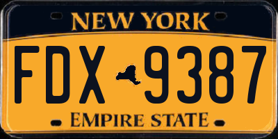 NY license plate FDX9387