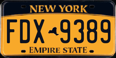 NY license plate FDX9389