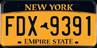 NY license plate FDX9391