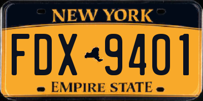 NY license plate FDX9401