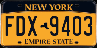 NY license plate FDX9403