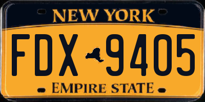 NY license plate FDX9405