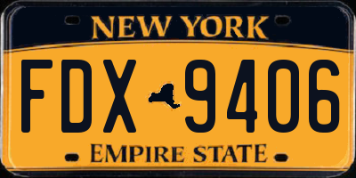 NY license plate FDX9406