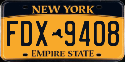 NY license plate FDX9408