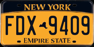 NY license plate FDX9409