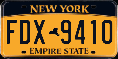 NY license plate FDX9410