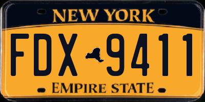 NY license plate FDX9411