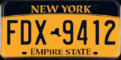 NY license plate FDX9412