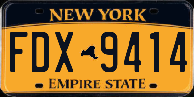 NY license plate FDX9414