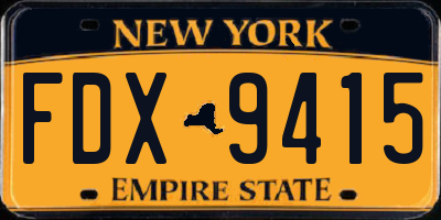 NY license plate FDX9415