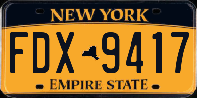 NY license plate FDX9417