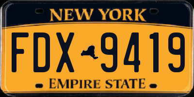 NY license plate FDX9419