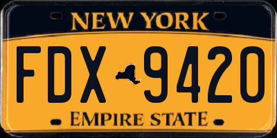 NY license plate FDX9420