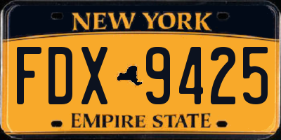 NY license plate FDX9425