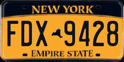 NY license plate FDX9428