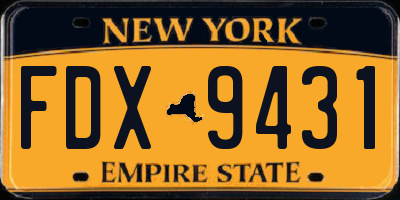 NY license plate FDX9431