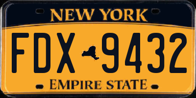 NY license plate FDX9432