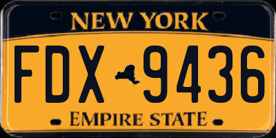 NY license plate FDX9436