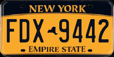 NY license plate FDX9442