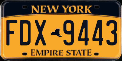 NY license plate FDX9443