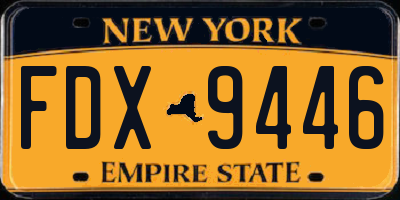 NY license plate FDX9446