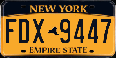 NY license plate FDX9447