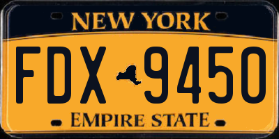 NY license plate FDX9450