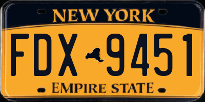 NY license plate FDX9451