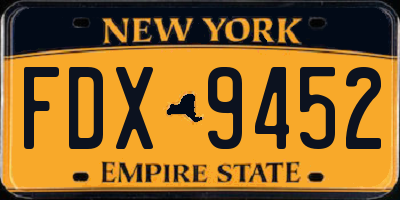 NY license plate FDX9452