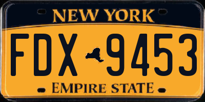 NY license plate FDX9453