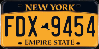 NY license plate FDX9454