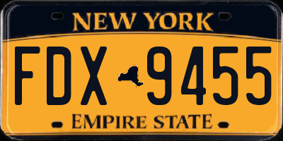 NY license plate FDX9455