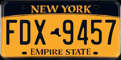 NY license plate FDX9457