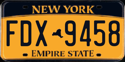 NY license plate FDX9458