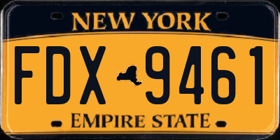 NY license plate FDX9461