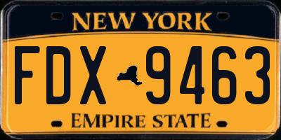 NY license plate FDX9463