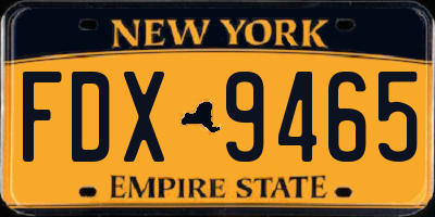 NY license plate FDX9465