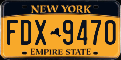 NY license plate FDX9470