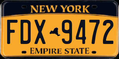 NY license plate FDX9472