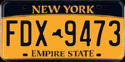 NY license plate FDX9473