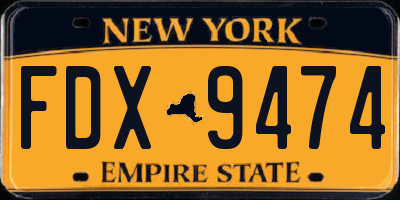 NY license plate FDX9474